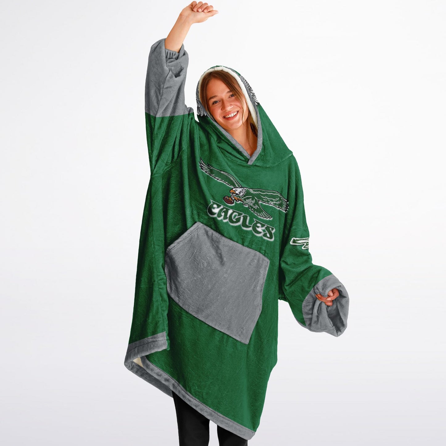 Eagles Retro Kelly Green Eagles Old School Look Oversize Hooded Blanket