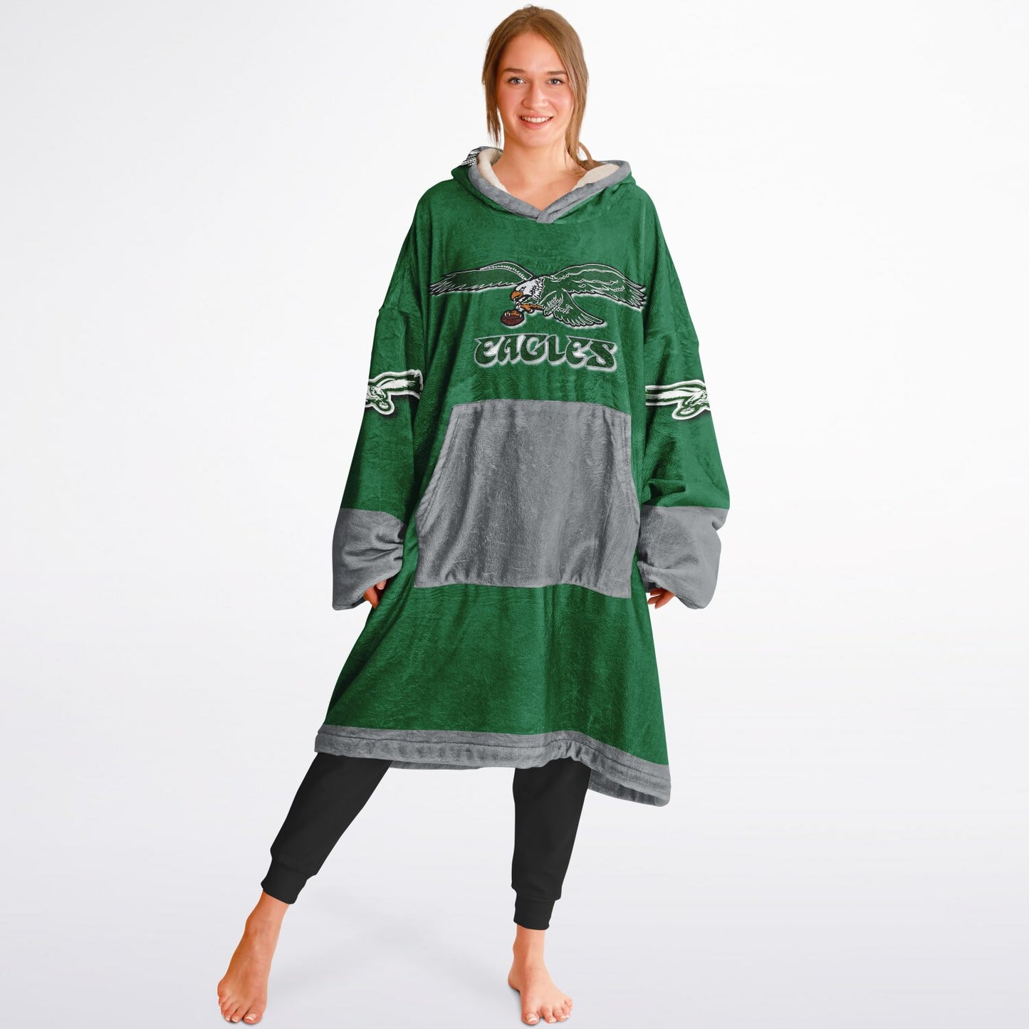 Eagles Retro Kelly Green Eagles Old School Look Oversize Hooded Blanket