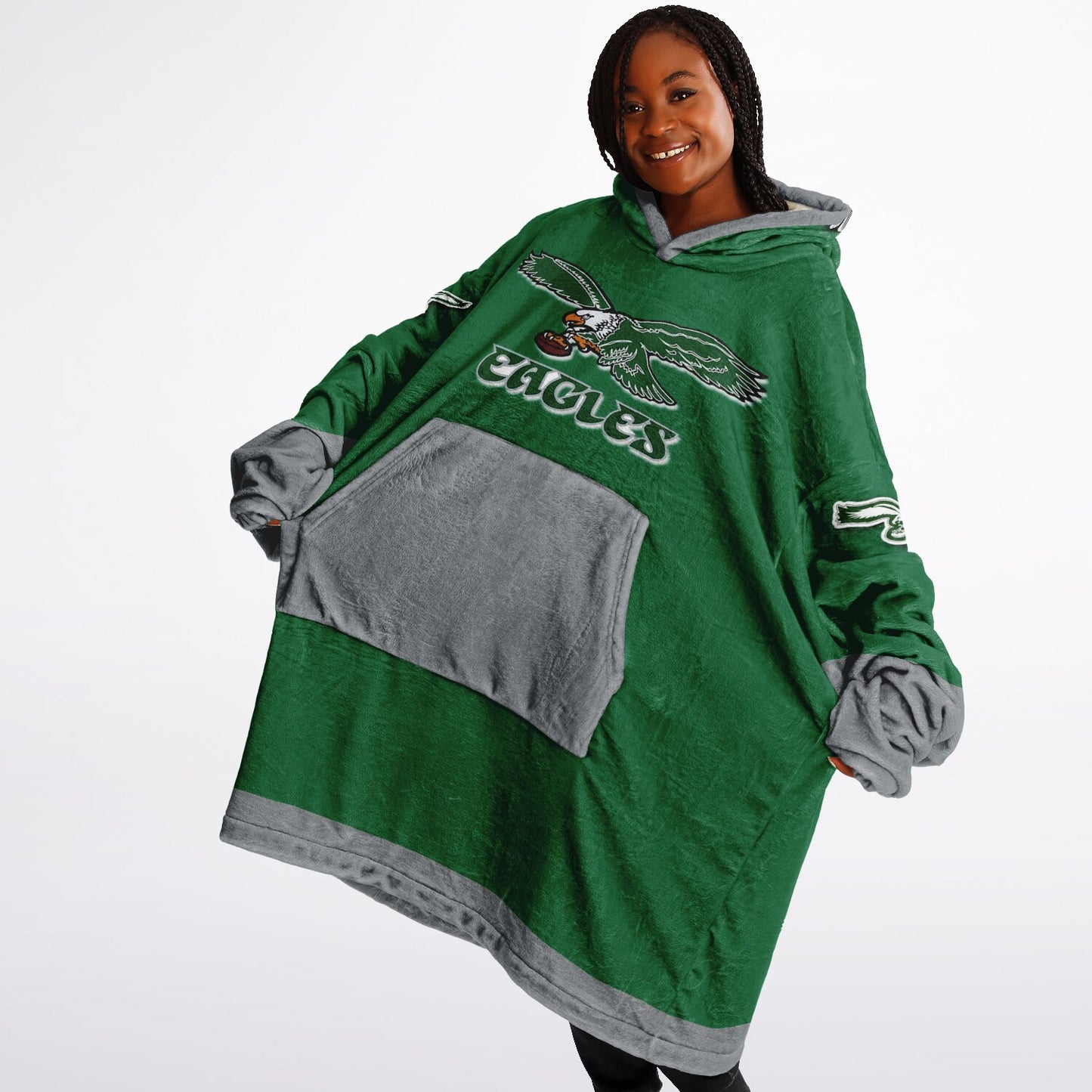 Eagles Retro Kelly Green Eagles Old School Look Oversize Hooded Blanket