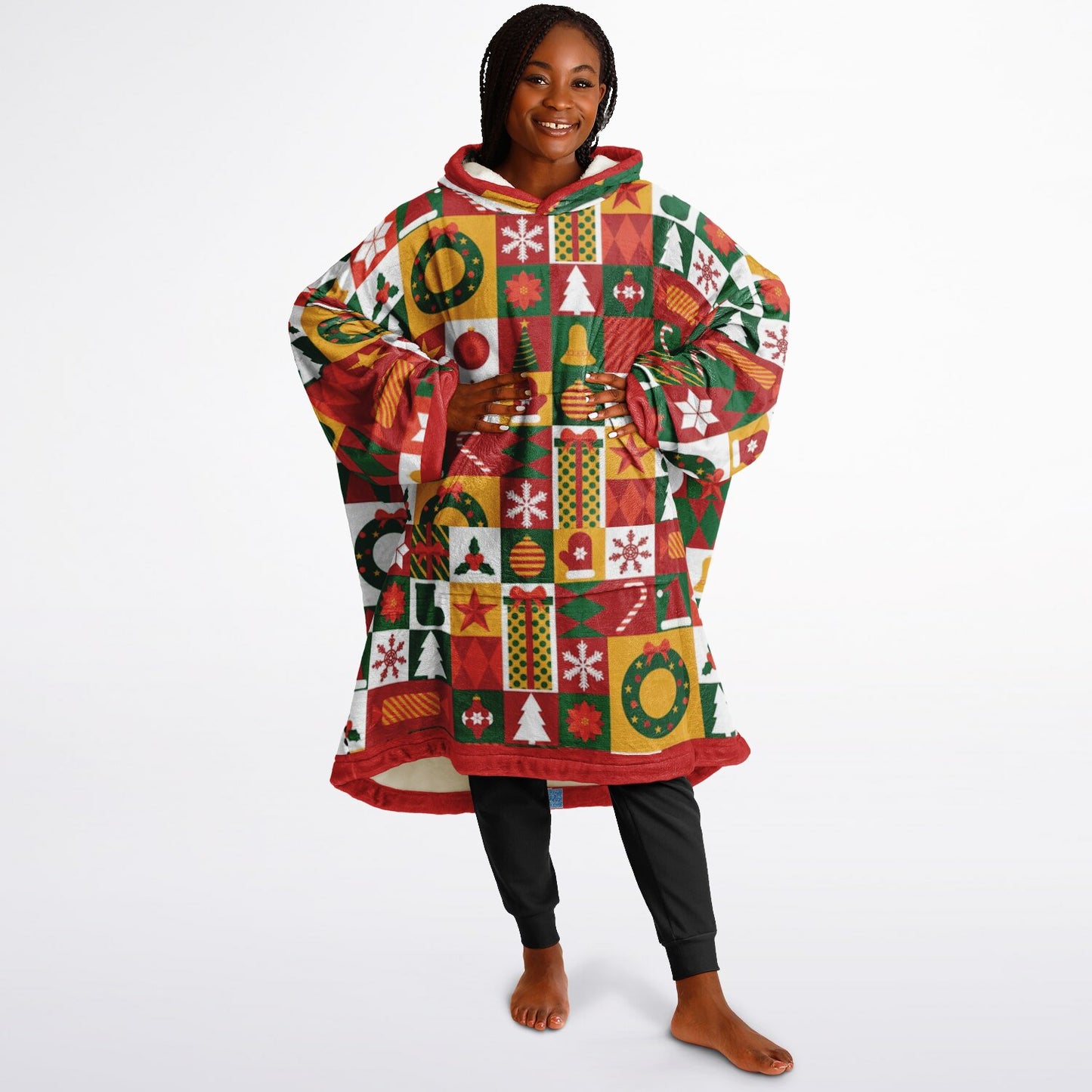 Holiday Festive Colorful Family Fun Oversize Hooded Blanket SnuggleFit