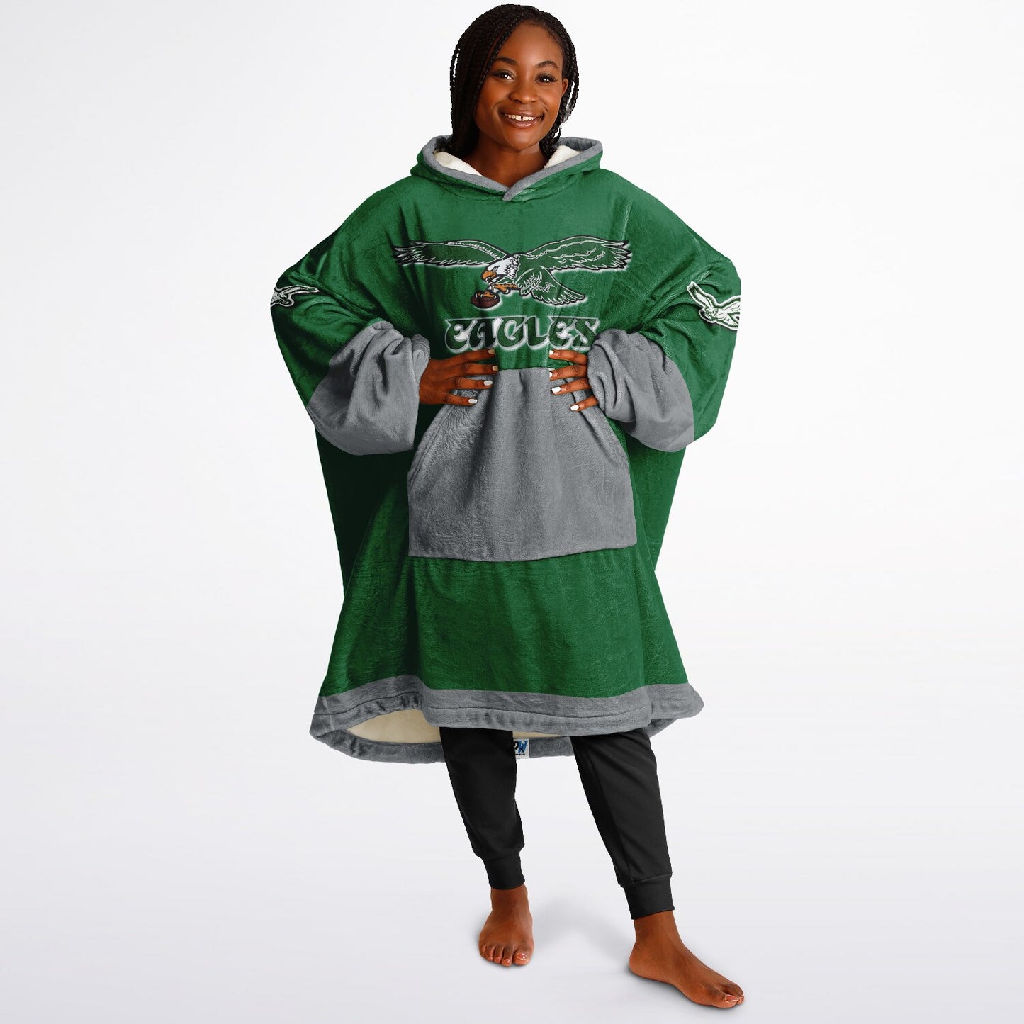 Eagles Retro Kelly Green Eagles Old School Look Oversize Hooded Blanket