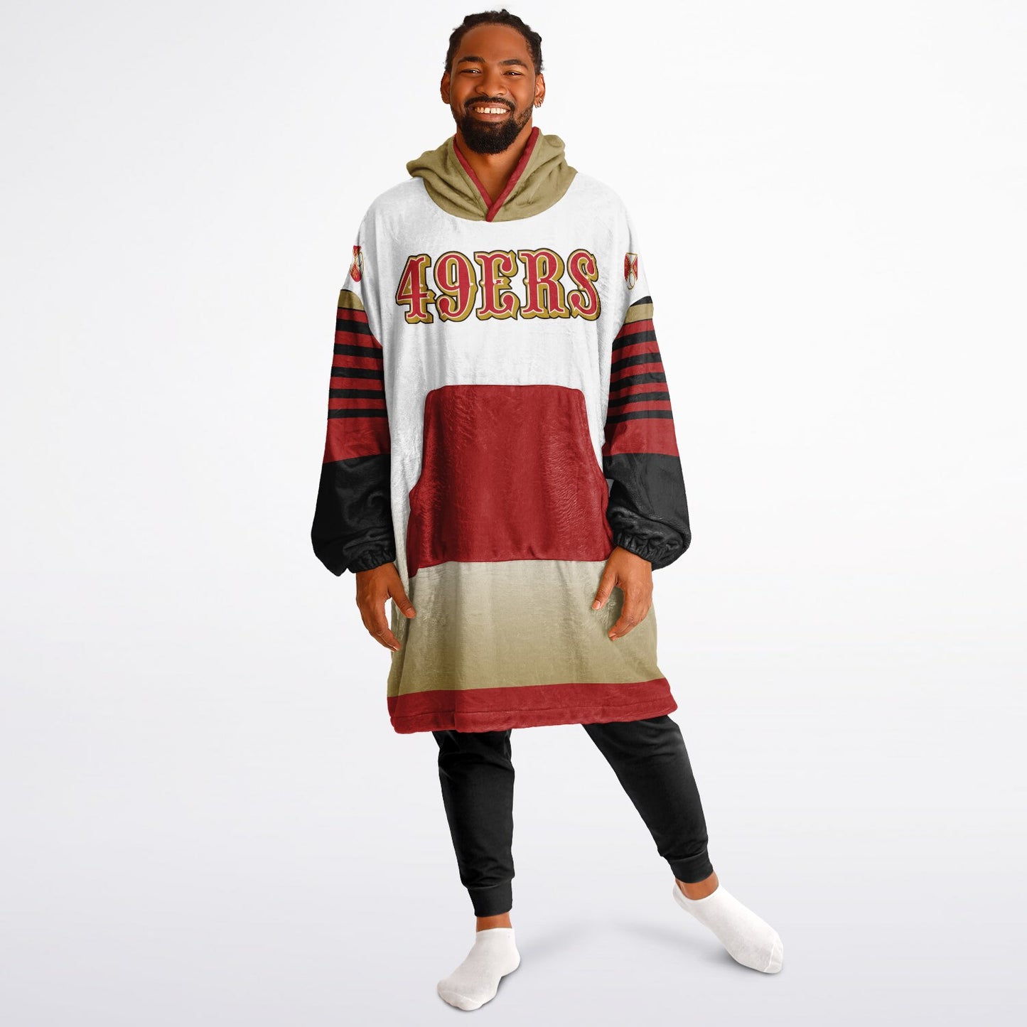 49ers White Gradient Cozy Oversize Cuddle Hoodie 49ers Cozy Hooded Blanket Gift