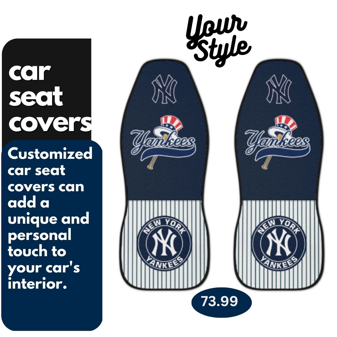 NY Yankees Car Seat Covers, black & pinstriped Truck seat covers, NY Yankees fan gift, car accessories gift