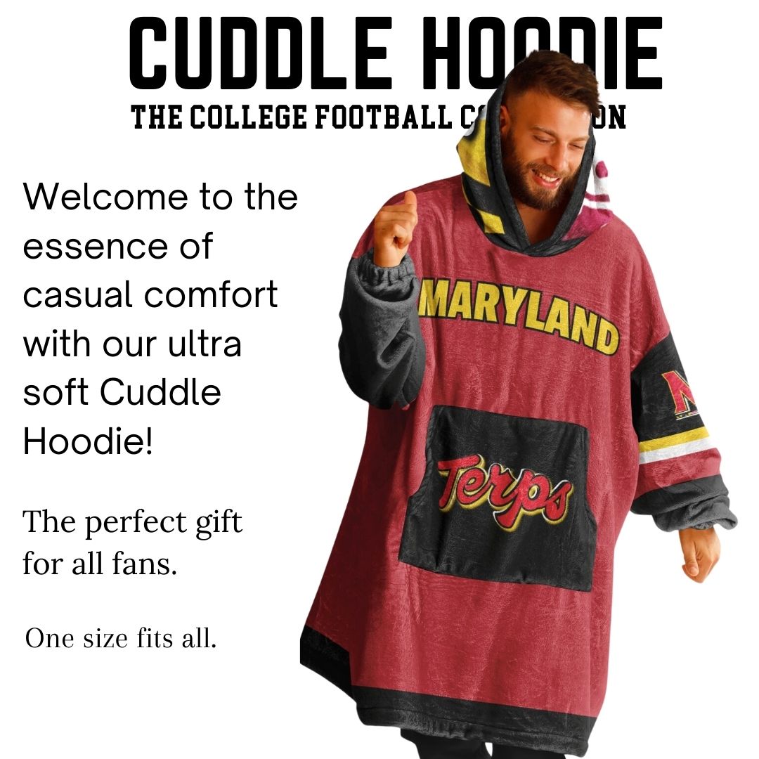 Maryland Terps Red Oversize Hooded Blanket Maryland Cuddle Hoodie Gift for Fans & Alumni