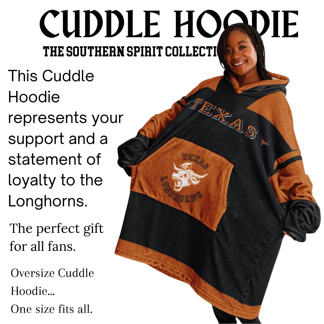 Texas Longhorns Black Cuddle Hoodie "Longhorn Rider" Oversized Hoodie Gift for Fans