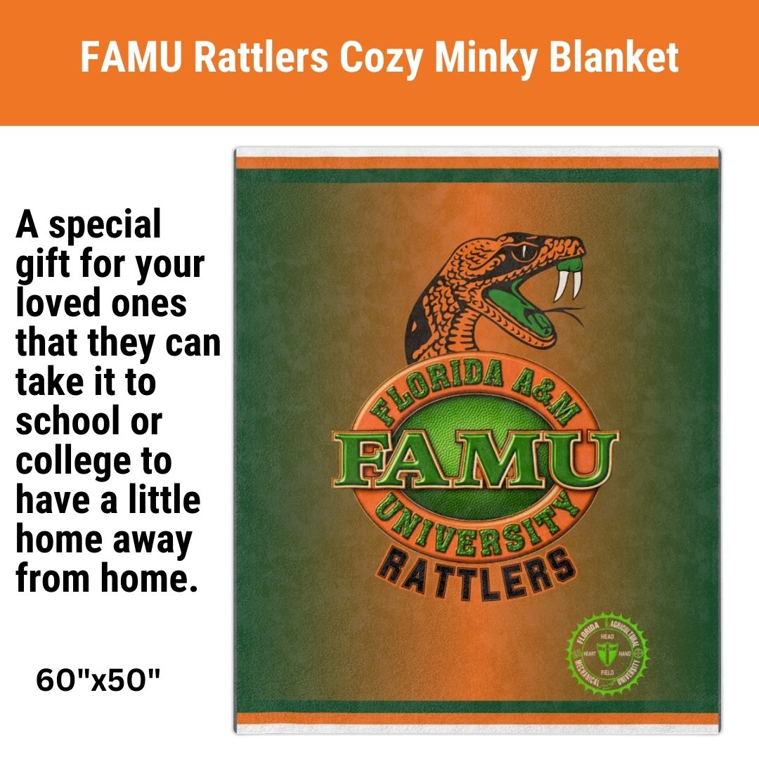 Cozy FAMU Rattlers Minky Blanket Gift for Back To School Florida A&M Throw Blanket to Keep Her Warm Inside or Out Gift for Rattler Mom