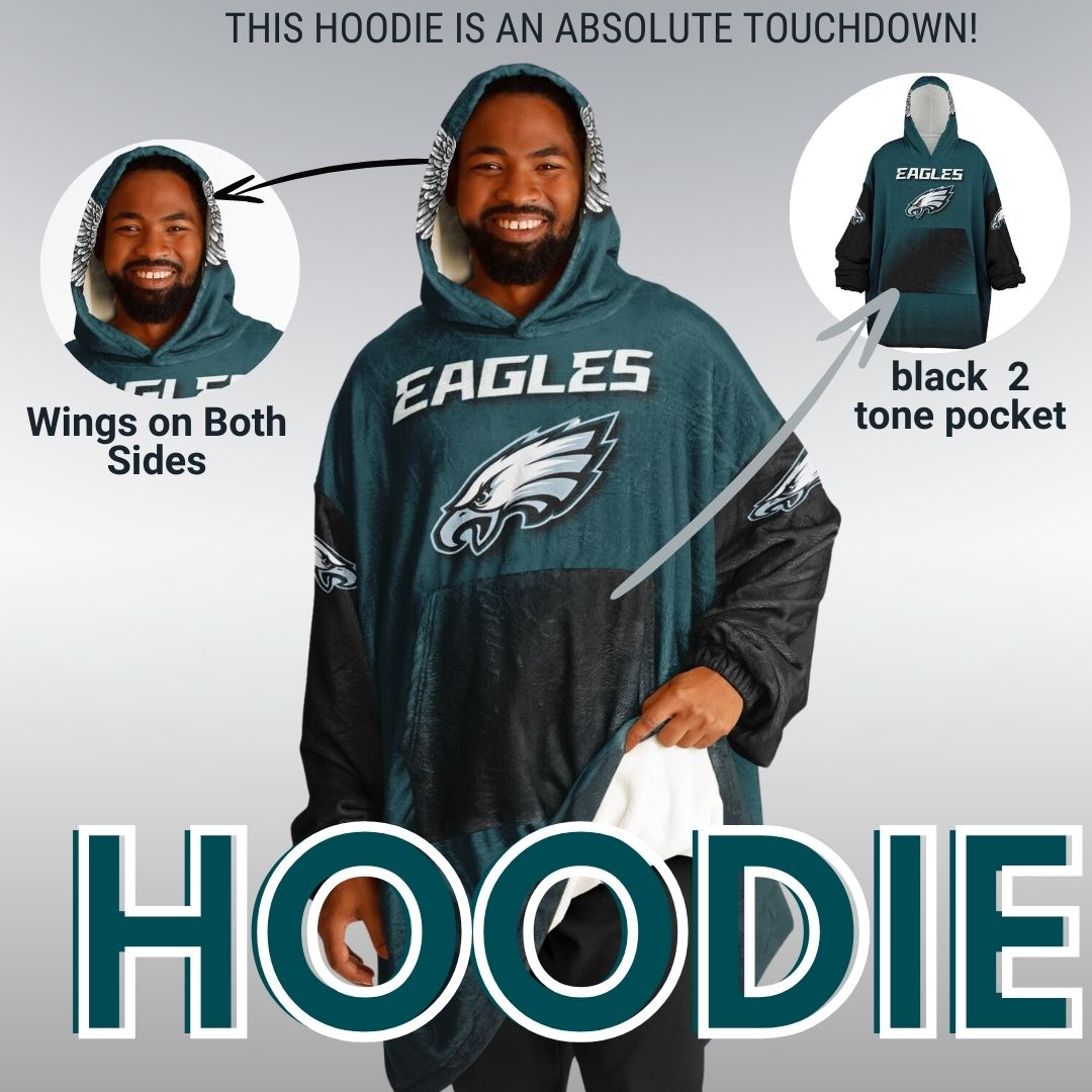 Eagles Home Green & Black Sleeves  "Born To Win" "Fly Eagles Fly"  Cuddle Hoodie