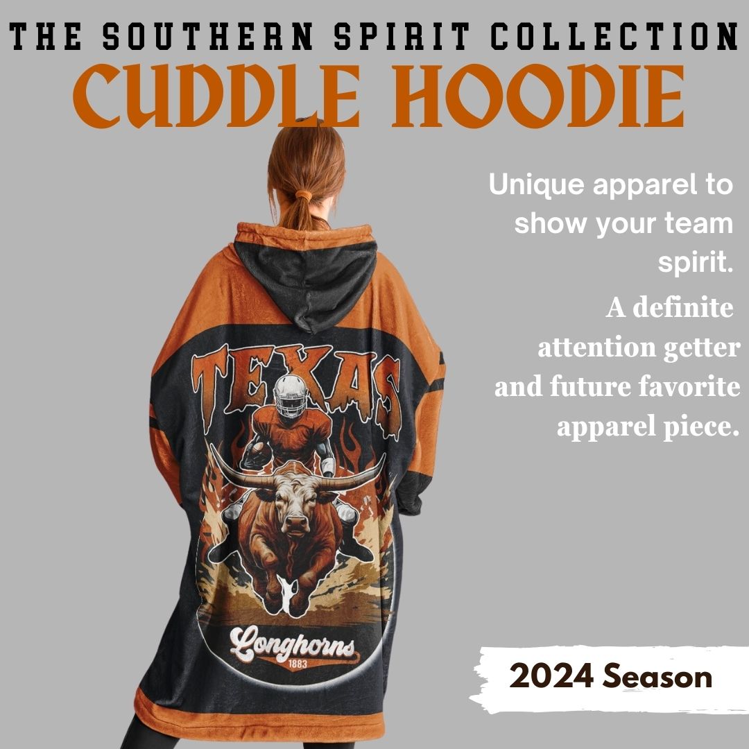 Texas Longhorns Black Cuddle Hoodie "Longhorn Rider" Oversized Hoodie Gift for Fans