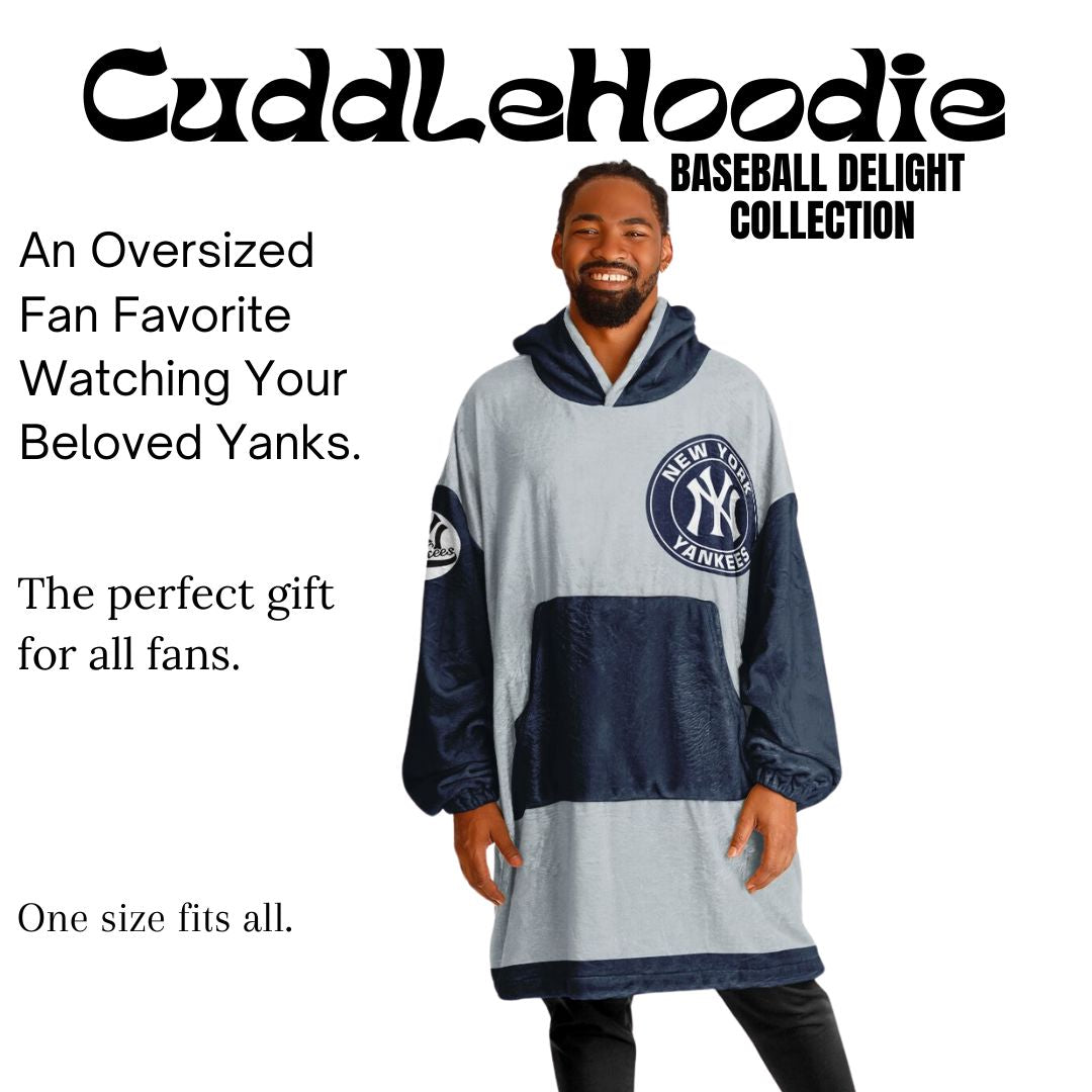 NY Yankees Grey Oversized Cuddle Hoodie