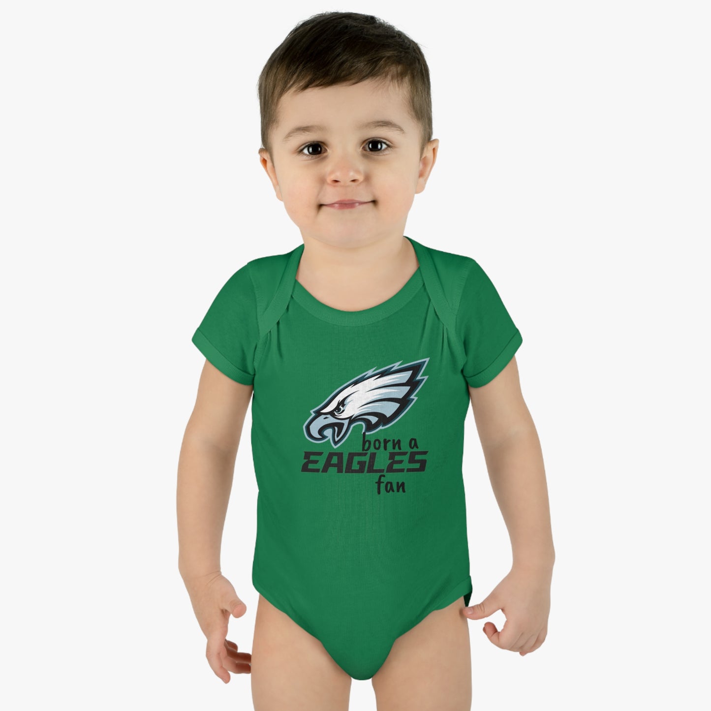 Infant Baby Rib Bodysuit Eagles Born A Fan Cutest New Fan Comfy Fit Super Soft Feel