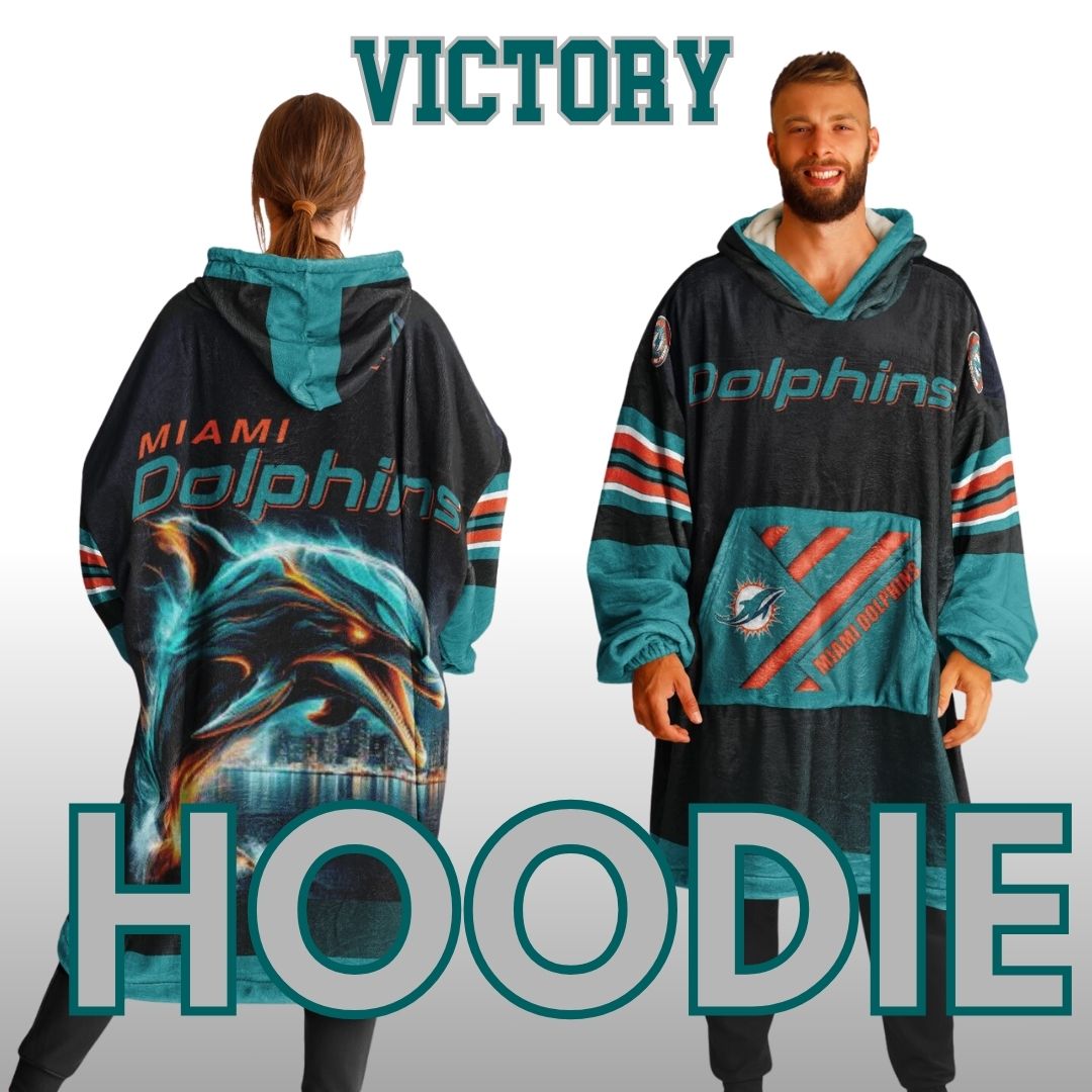 Miami Dolphins "Dramatic Blitz" Black Football Cuddle Hoodie