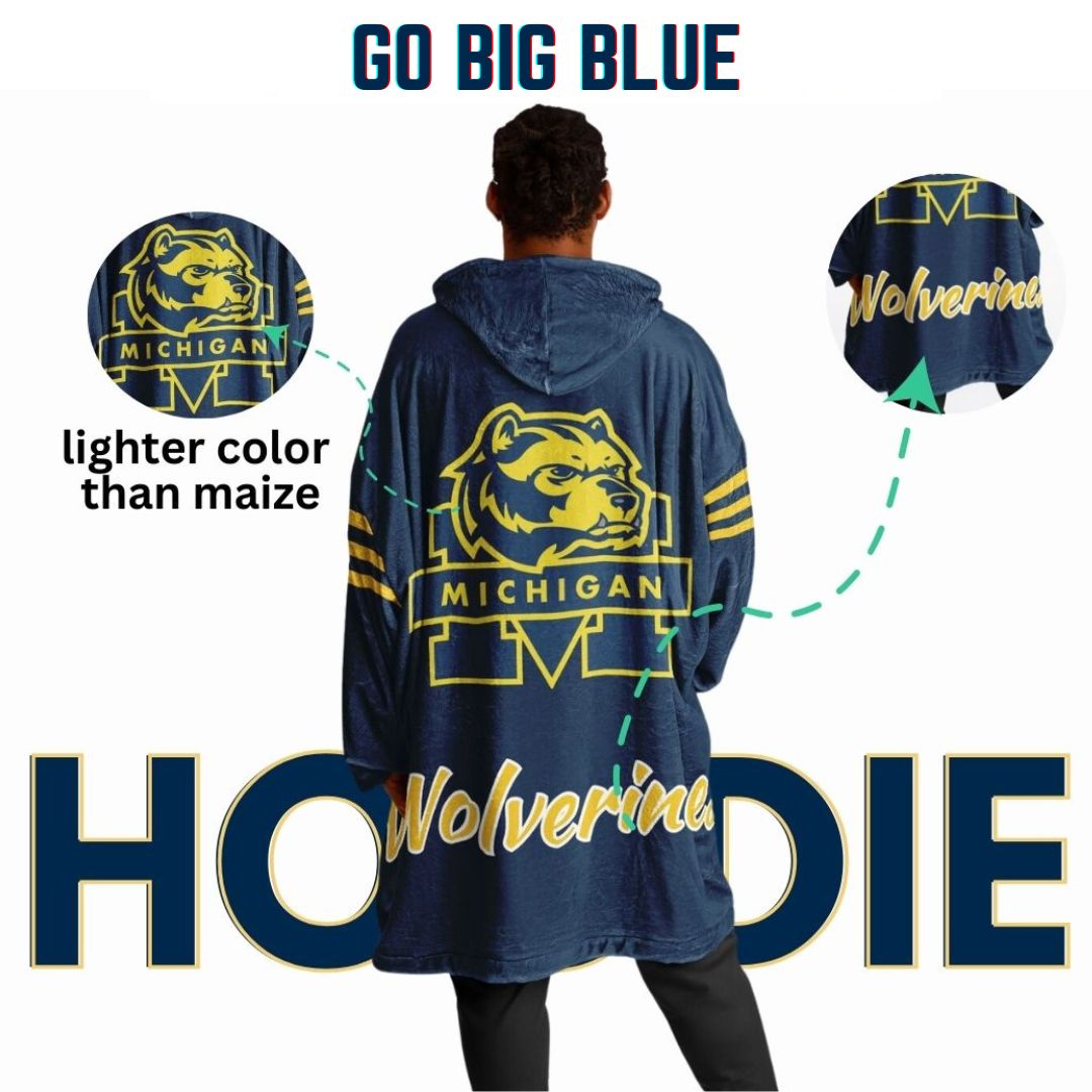 Classic Michigan Football Cuddle Hoodie Blue & Maize