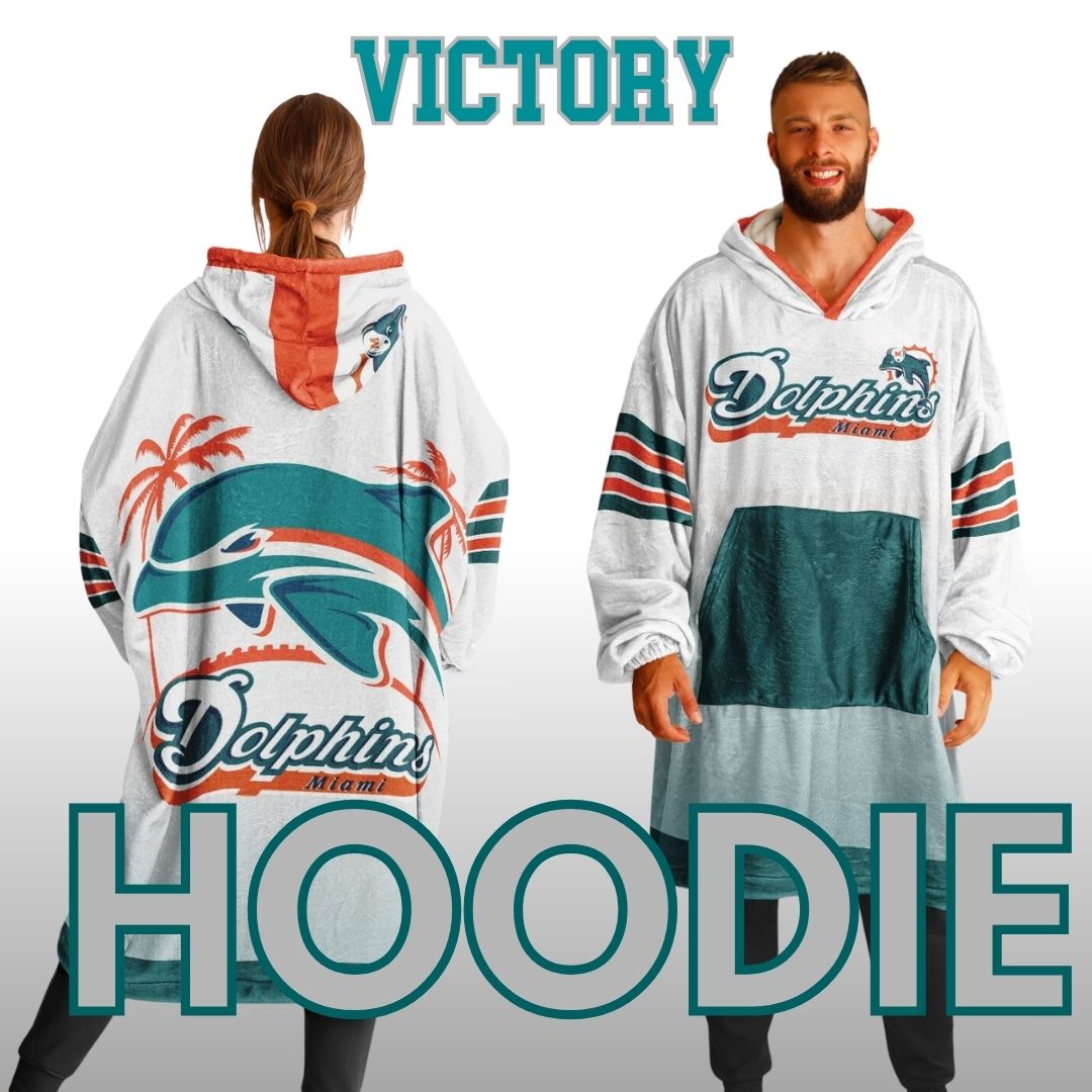 Miami Dolphins Retro White Football Cuddle Hoodie