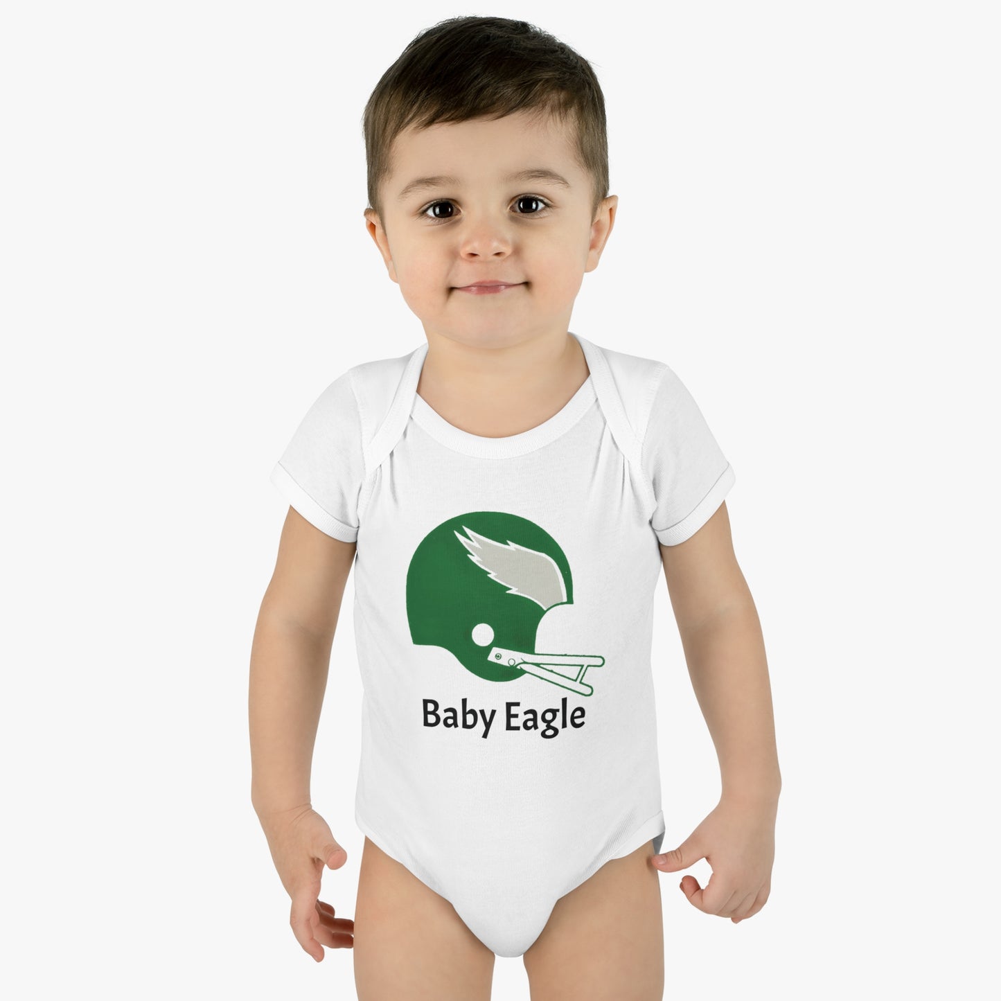 Infant Baby Rib Bodysuit Retro Eagles Helmet "Baby Eagle" Cutest New Fan Comfy Fit Super Soft Feel