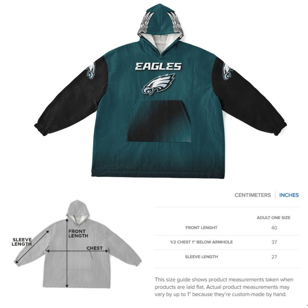 Eagles Home Green & Black Sleeves  "Born To Win" "Fly Eagles Fly"  Cuddle Hoodie