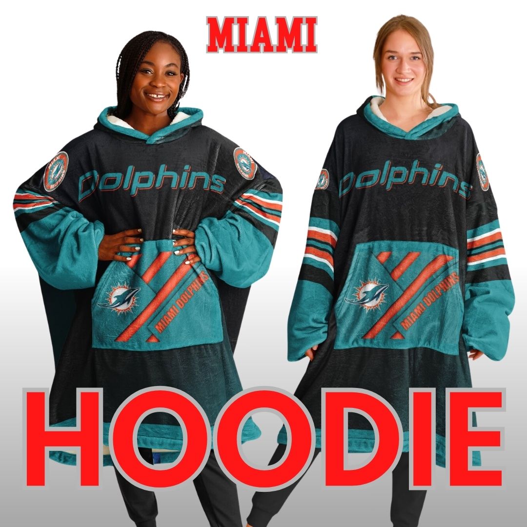 Miami Dolphins "Dramatic Blitz" Black Football Cuddle Hoodie