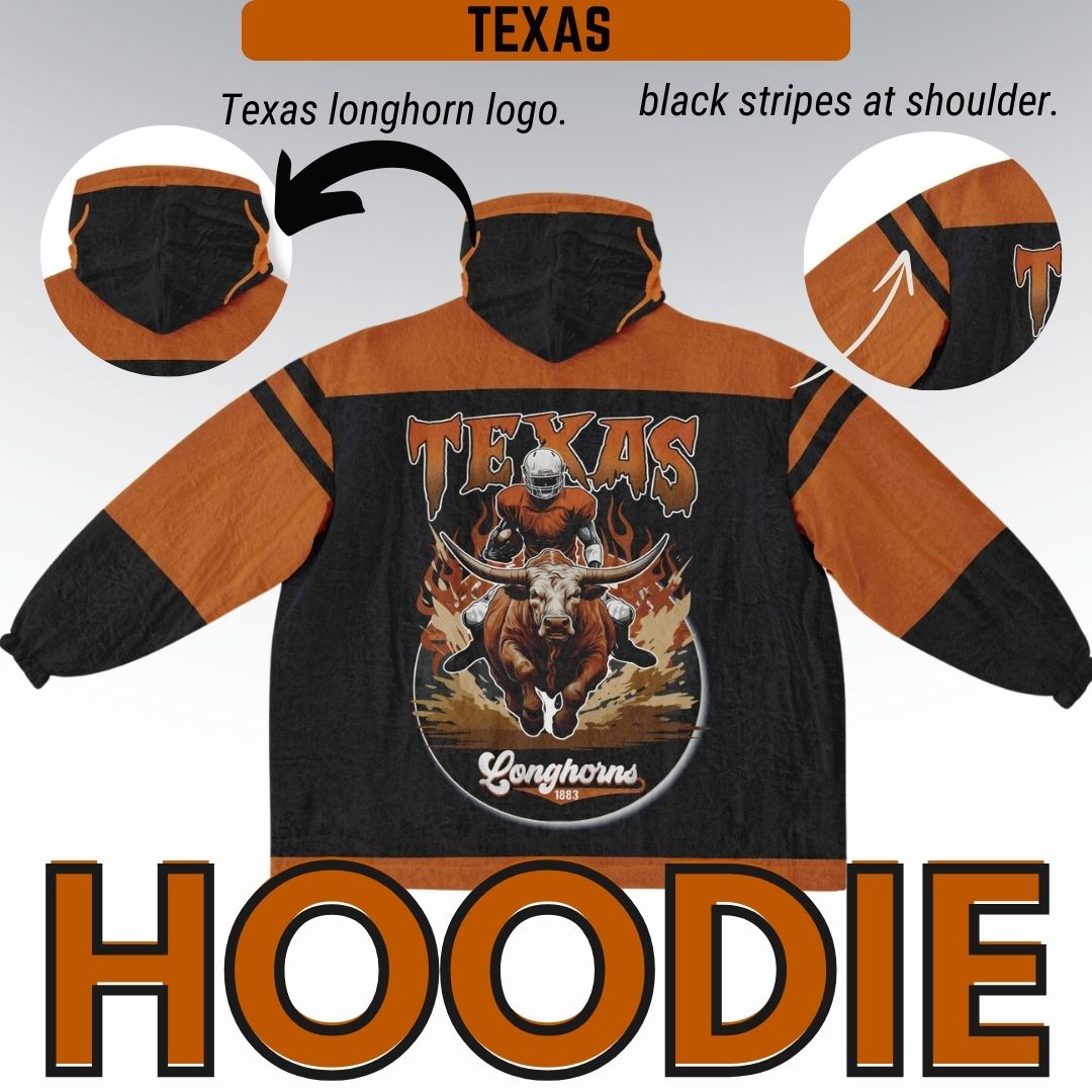 Texas Longhorns Black Cuddle Hoodie "Longhorn Rider" Oversized Hoodie Gift for Fans