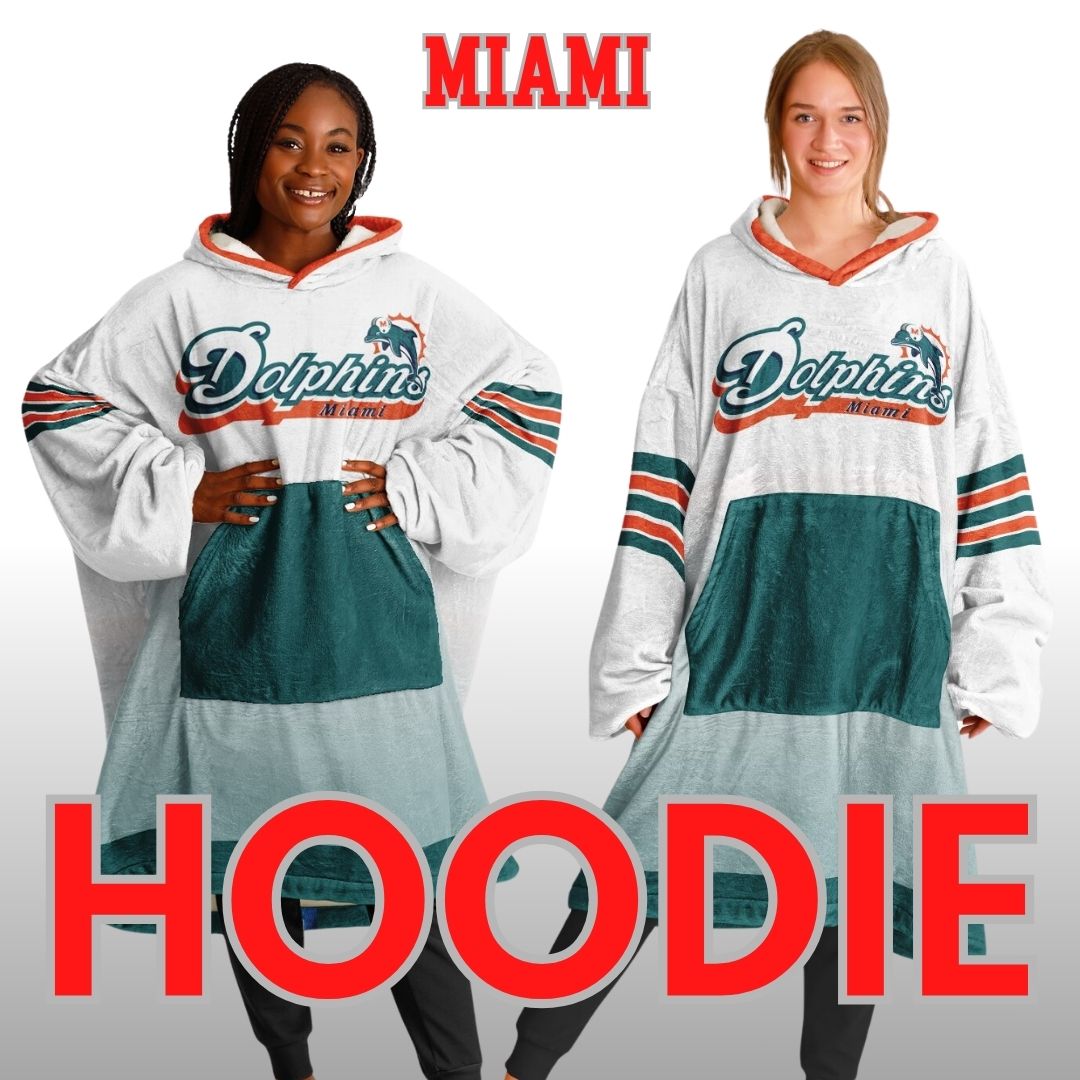 Miami Dolphins Retro White Football Cuddle Hoodie