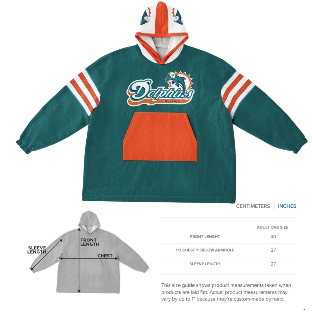 Miami Dolphins Classic Retro Throwback Aqua Football Cuddle Hoodie