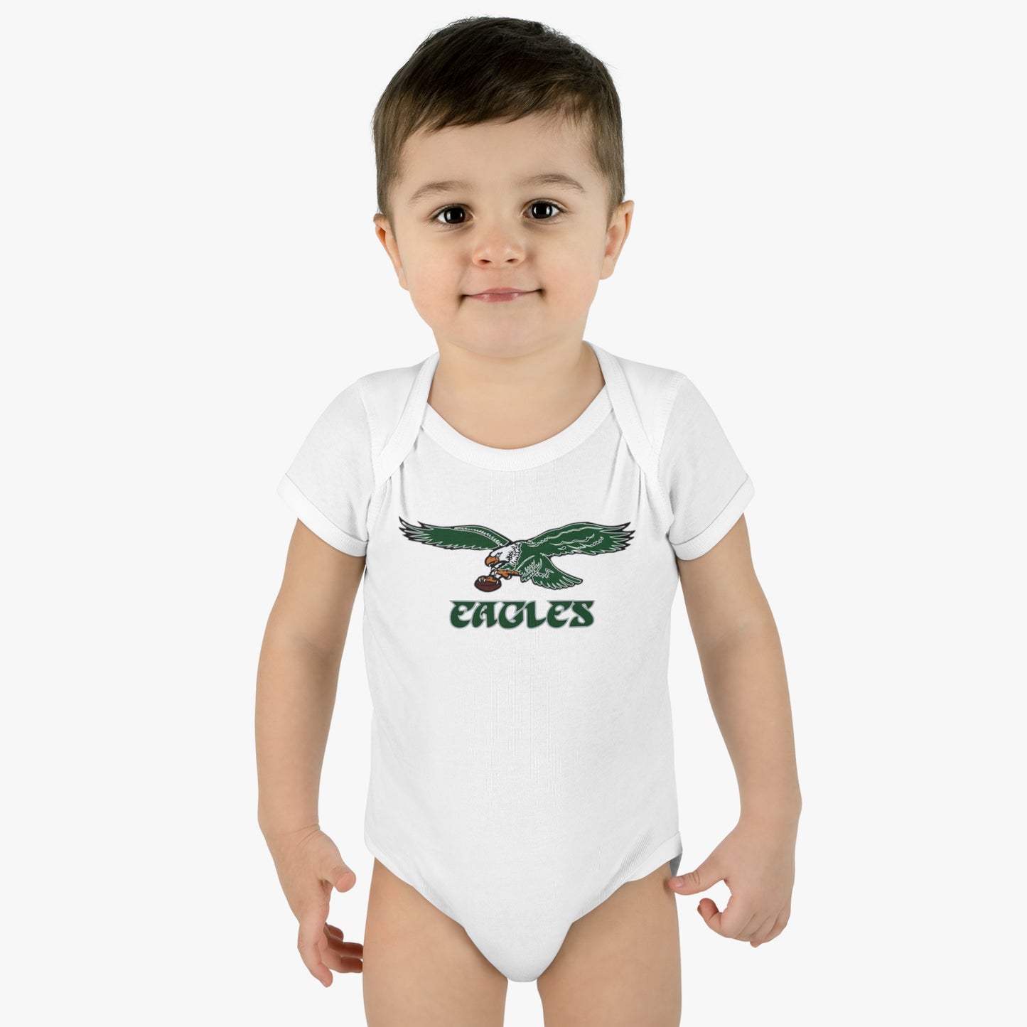 Infant Baby Rib Bodysuit Eagles Born A Fan Cutest New Fan Comfy Fit Super Soft Feel