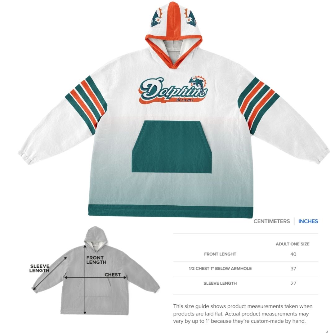 Miami Dolphins Retro White Football Cuddle Hoodie