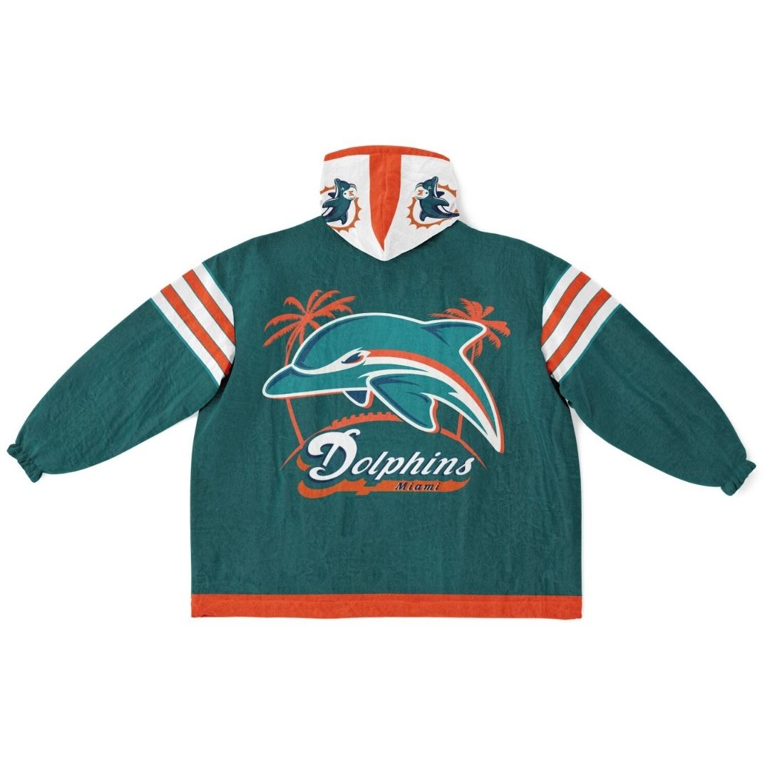 Miami Dolphins Classic Retro Throwback Aqua Football Cuddle Hoodie