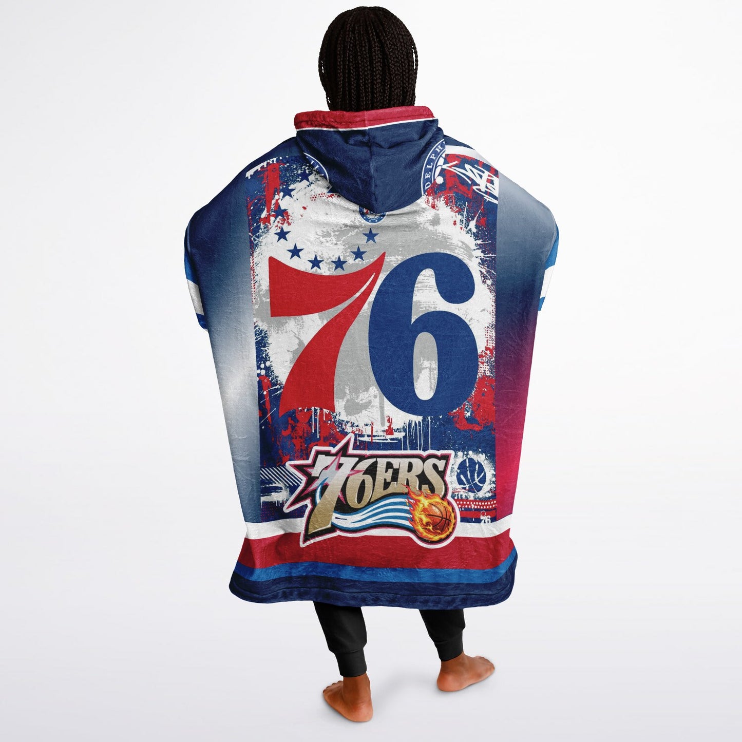 Philadelphia 76ers  Basketball Oversize Blue Hooded Blanket