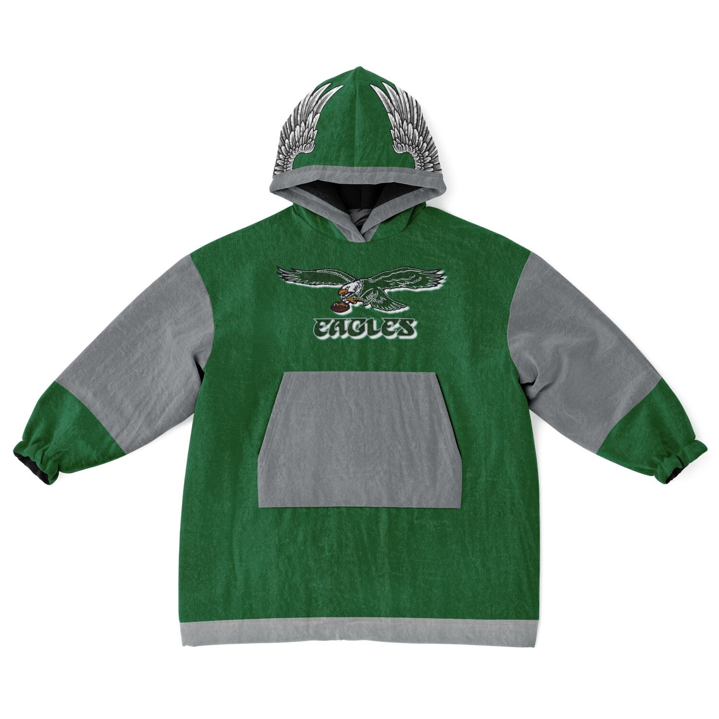 Youth  Eagles Reversible Cozy Cuddle Hoodie Eagles, 2 in 1, Green & Retro Kelly Green Hooded Blanket for Young Fans copy