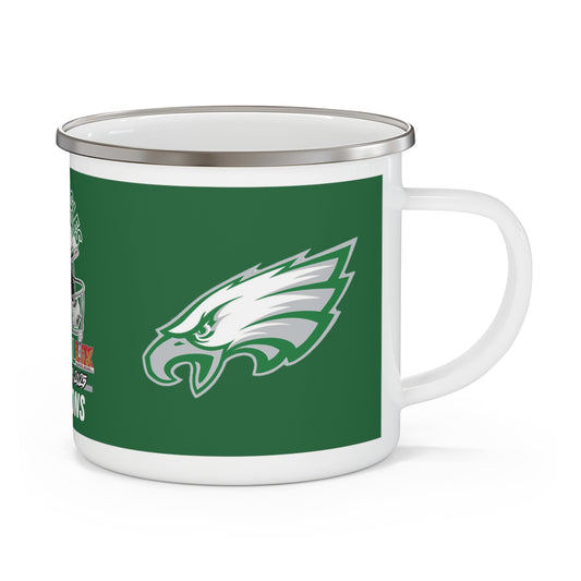 Retro Eagles SB Champs Kelly Green Enamel Camping Mug