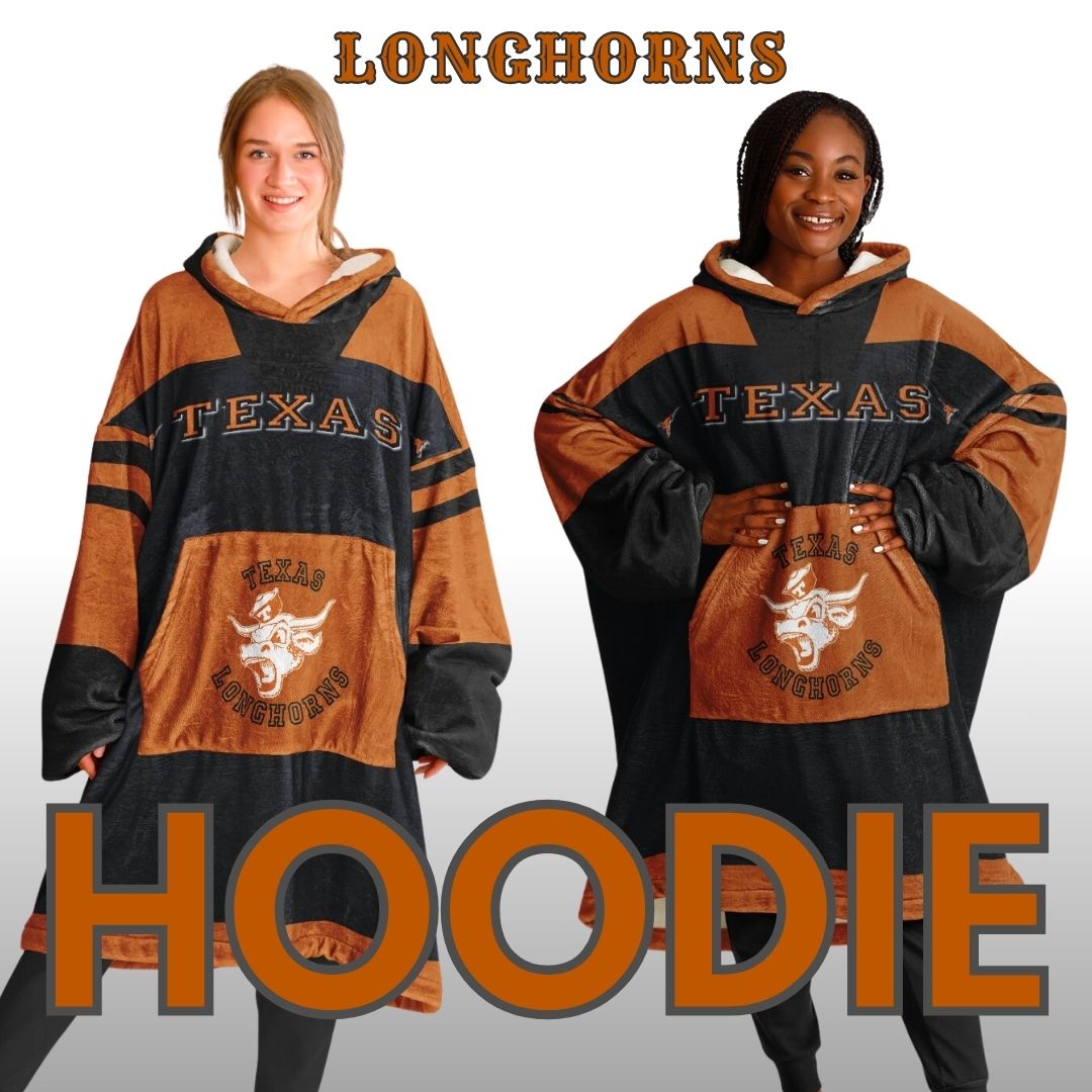 Texas Longhorns Black Cuddle Hoodie "Longhorn Rider" Oversized Hoodie Gift for Fans