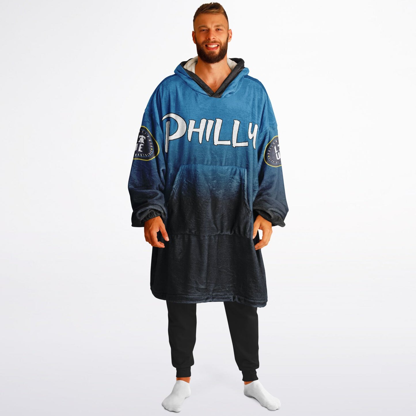 Phillies City Connect Look Hoodie Cuddle Hoodie Blue & Black Phillies Gradient Hoodie Philly Baseball Cuddle Hoodie Fan Gift for Her Gift for Him Philly Baseball Fan Gift