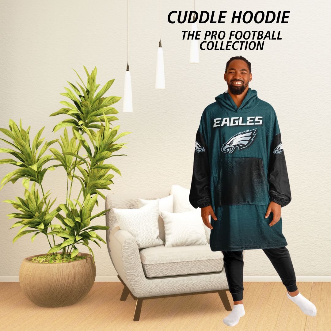 Eagles Home Green & Black Sleeves  "Born To Win" "Fly Eagles Fly"  Cuddle Hoodie