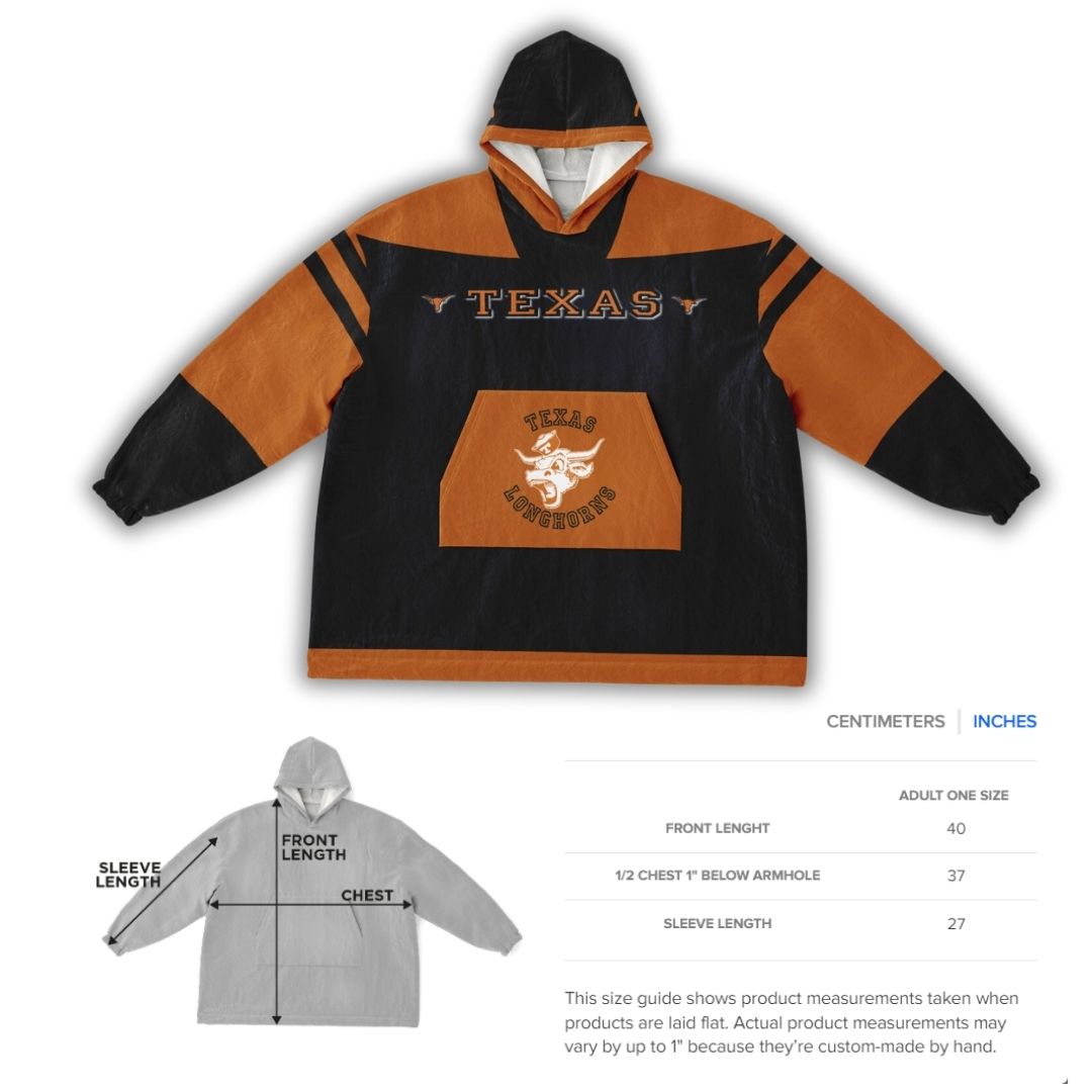 Texas Longhorns Black Cuddle Hoodie "Longhorn Rider" Oversized Hoodie Gift for Fans