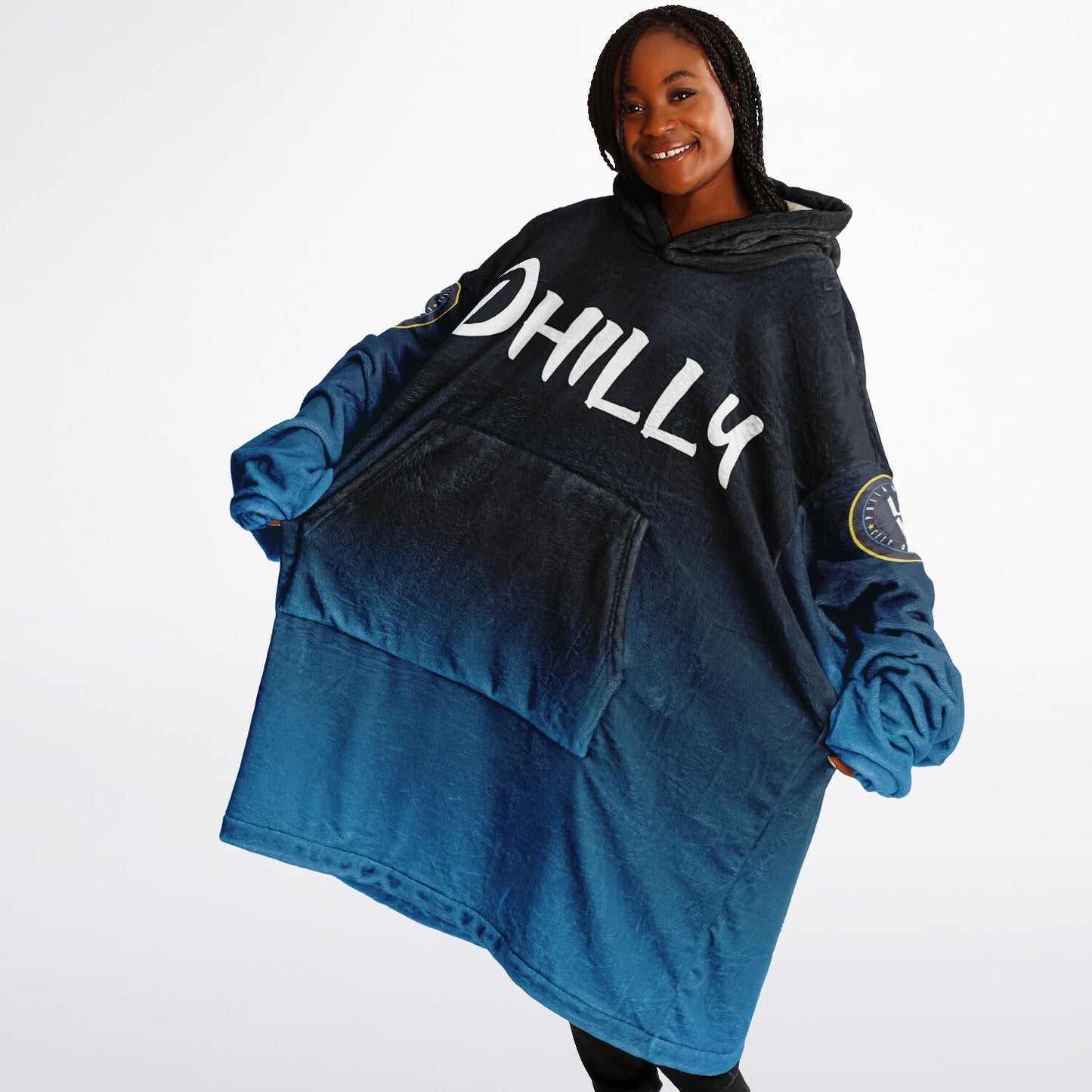 Phillies City Connect Look Hoodie Cuddle Hoodie Black & Blue Phillies Gradient Hoodie Philly Baseball Cuddle Hoodie Fan Gift for Her Gift for Him Philly Baseball Fan Gift