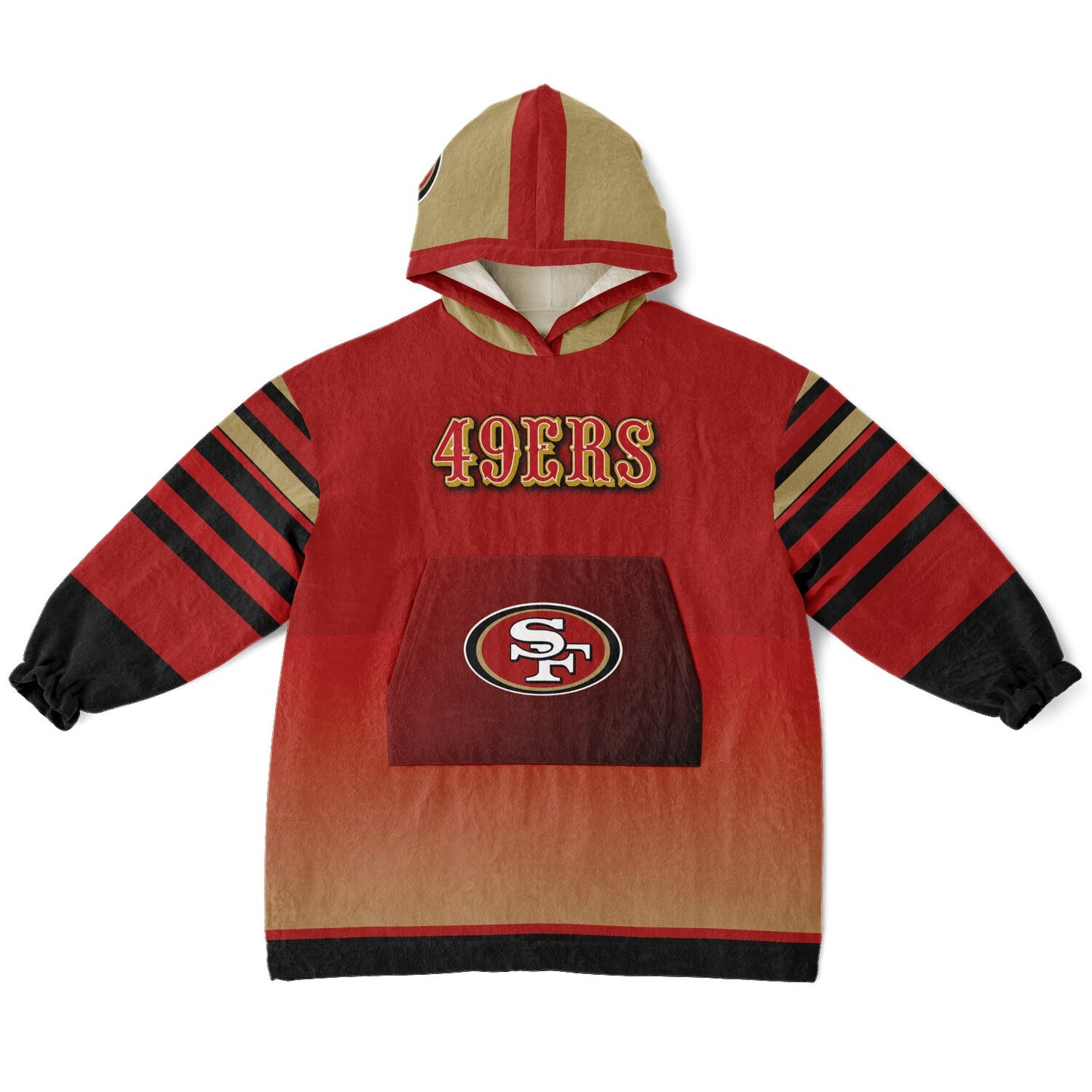 Youth 49ers Red & Black Oversize Cuddle Hoodie Young Fan Gift From Mom Dad