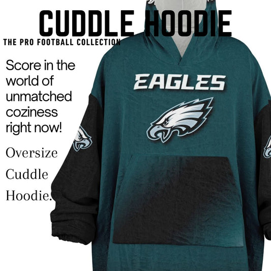 Eagles Home Green & Black Sleeves  "Born To Win" "Fly Eagles Fly"  Cuddle Hoodie