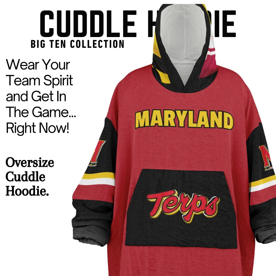 Maryland Terps Red Oversize Hooded Blanket Maryland Cuddle Hoodie Gift for Fans & Alumni