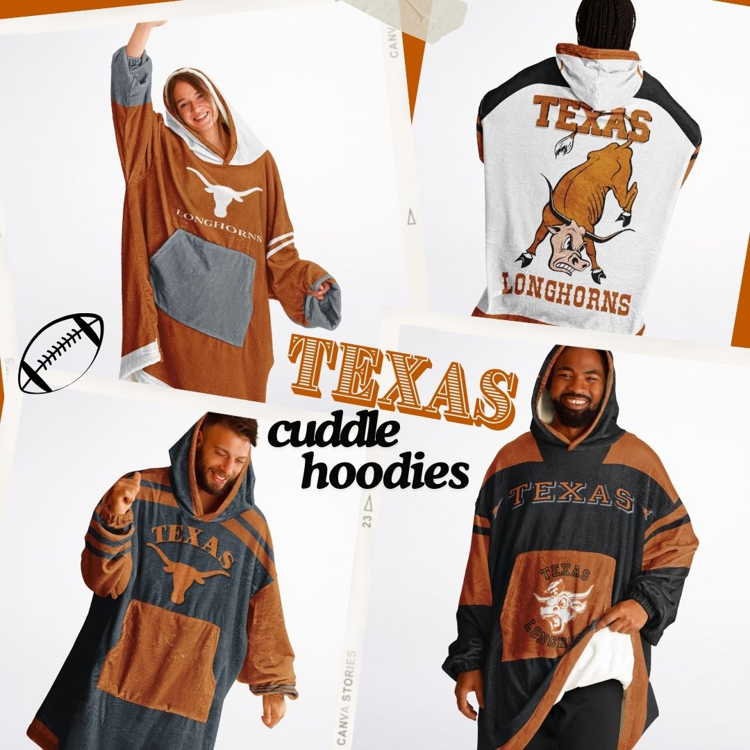 Texas Longhorns Black Cuddle Hoodie "Longhorn Rider" Oversized Hoodie Gift for Fans