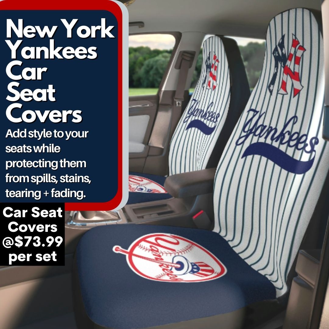 NY Yankees Car Seat Covers NY Red White & Blue NY w/ Striped Back & Navy Seat Vehicle Seat Covers NY Yankees Fan Gift Car Accessories Gift