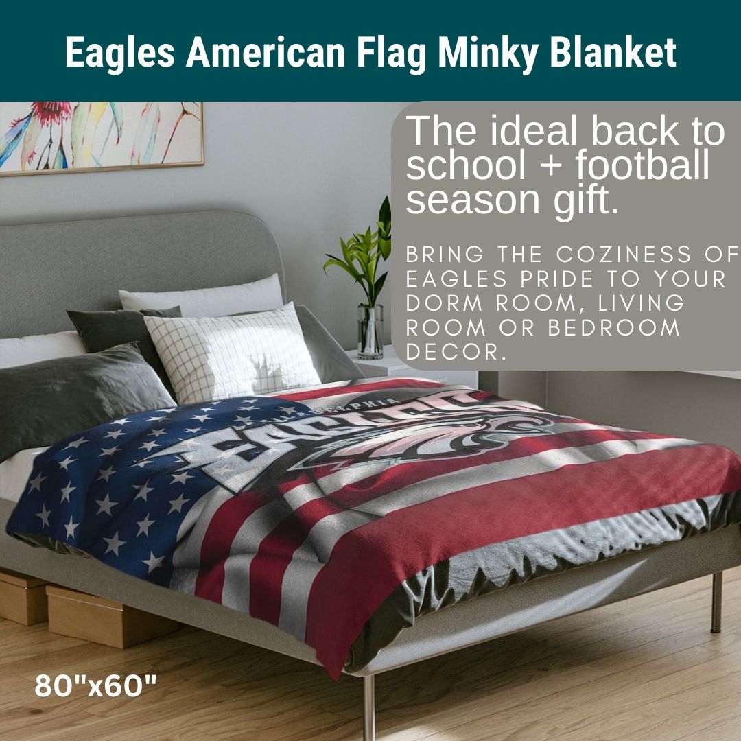 Eagles American Flag Soft Blanket Philly Football Cozy Birthday Gift for Eagles Football Fans Throw Blanket to Watch Eagles Games Sports Home Decor