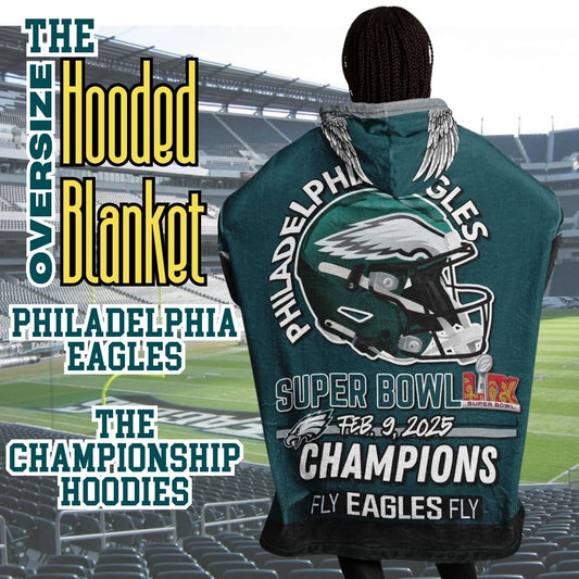 Super Bowl Champs Eagles Midnight Green Eagles SB Champions Oversize Hooded Blanket Gift for Fans