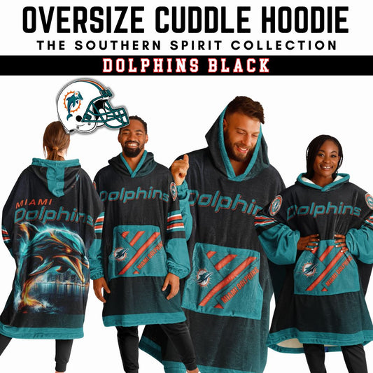 Miami Dolphins "Dramatic Blitz" Black Football Cuddle Hoodie