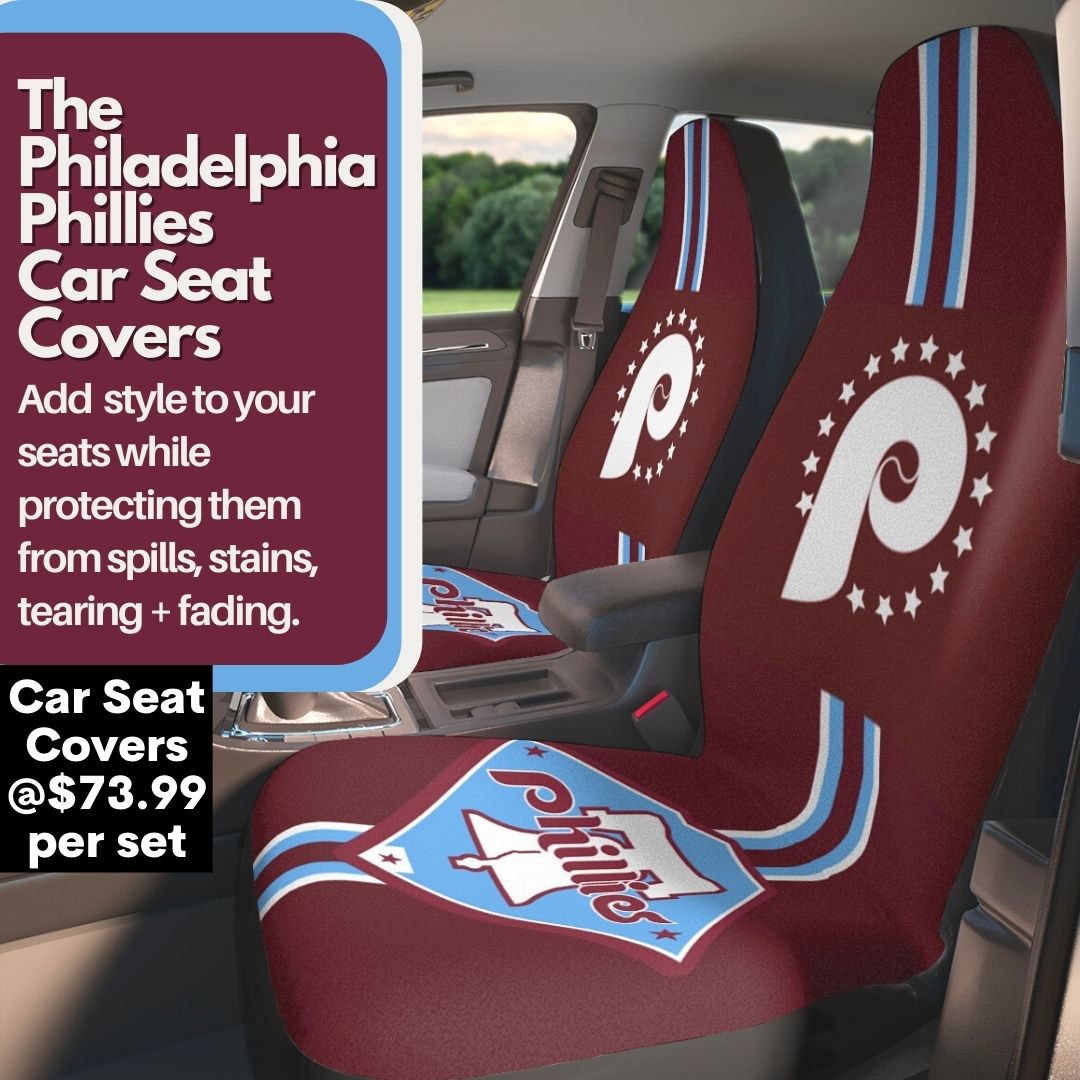 Car Seat Phillies Car Seat Covers Retro Philly Maroon Car Seat Protectors, Philly Baseball Fan Gift, Car Accessories Gift Philly Sports Fan Gift