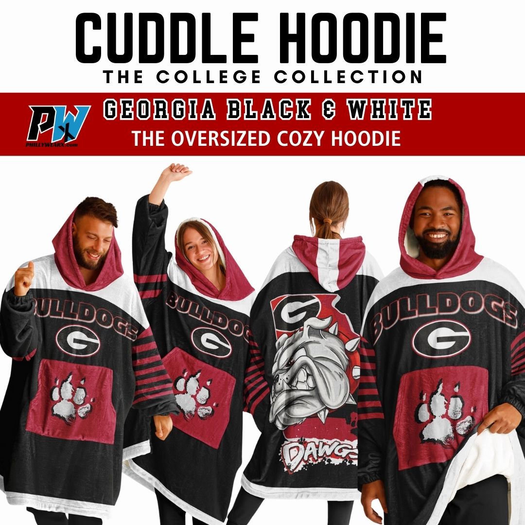 Georgia State Dawg  Black with White Bulldogs Cozy Cuddle Hoodie