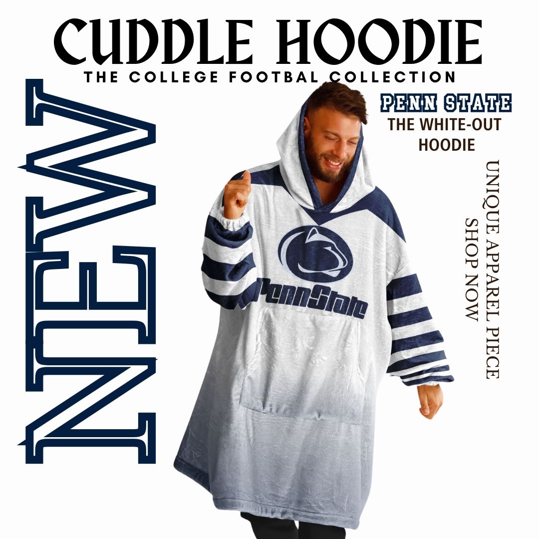 Penn St. Cuddle Hoodie White Out Design Penn St. Alumni Gift For Students Parents and Fans