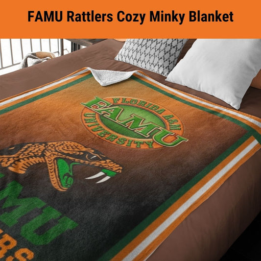 FAMU Rattlers Minky Blanket Perfect Back To School Gift Florida A&M Throw Blanket for Rattler Moms Indoor and Outdoor Cozy Comfort Gift