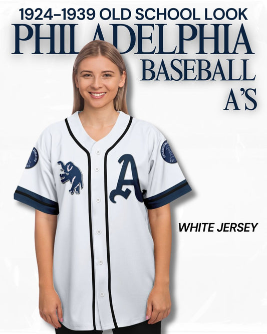 Philadelphia Athletics Baseball 1924 -1939 Look Design White Jersey Philly A's Baseball Old School  Jersey Baseball Fans Gift for Dad Mom
