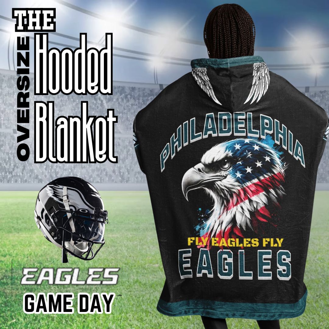 Eagles Military Black American Eagle  "Fly Eagles Fly" Cuddle Hoodie  Gift for Fans