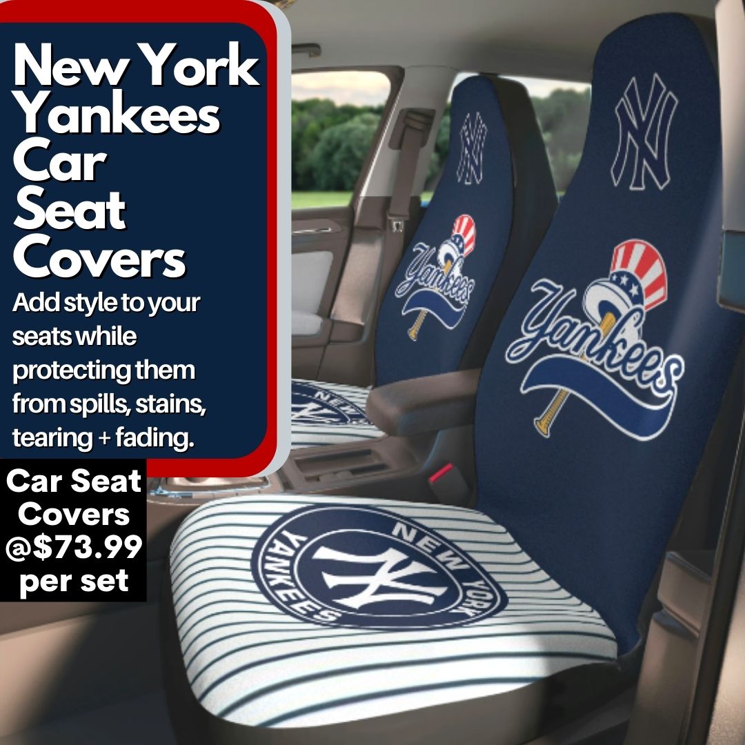 NY Yankees Car Seat Covers, black & pinstriped Truck seat covers, NY Yankees fan gift, car accessories gift