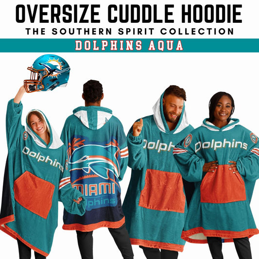 Miami Dolphins Aqua Football Cuddle Hoodie